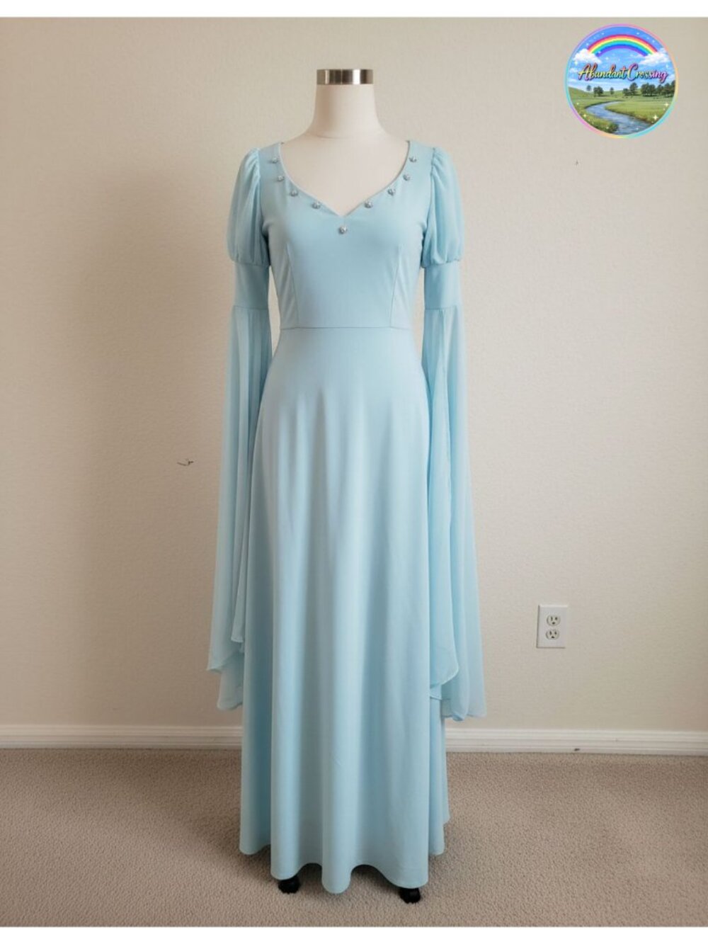 Women Renaissance Medieval Costume Dress Bell Sleeves Retro Fairy